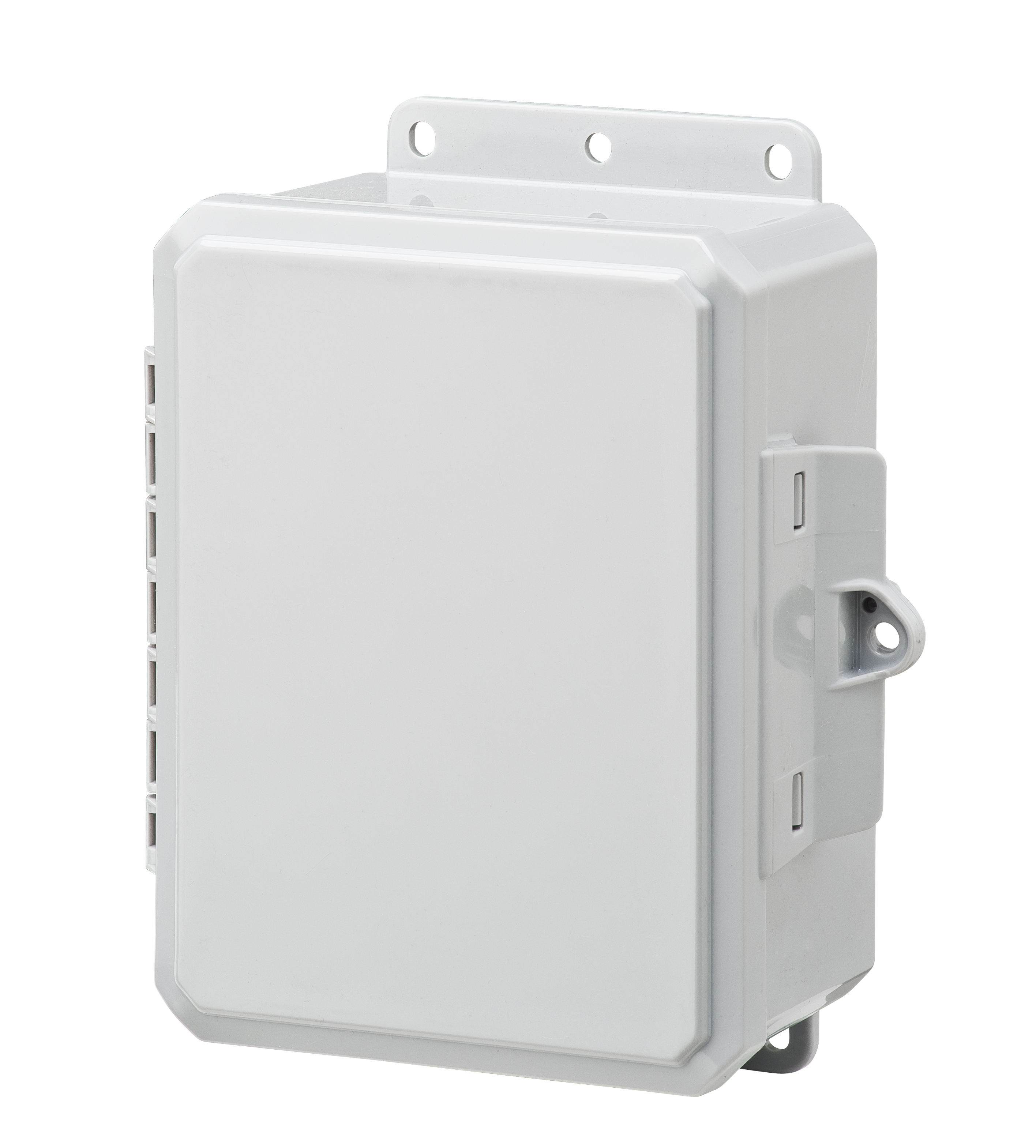 Integra Wallmount Enclosure; 8" x 6" x 3"; Polycarbonate; Solid Cover; Hinge - Low Profile Connection; NEMA 6P